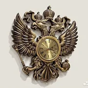 Подарочные часы с гербом РФ, резные из массива ясеня — фотография 2