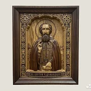 Святой Сергий Радонежский икона из ясеня в подарок — фотография 1