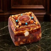 Шкатулка для колец из янтаря 62×62 мм — необычный подарок — фотография 1