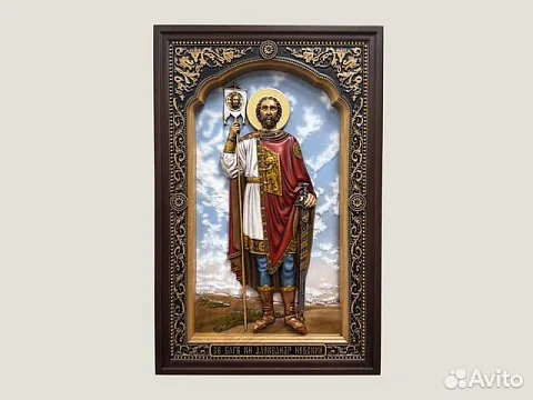 Икона резная из дерева Святой Александр Невский — необычный подарок