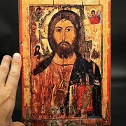 Подарочная икона "Христос Вседержитель" дерево, ручная работа — фотография 1
