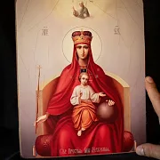 Икона Богоматери "Державная" дерево, ручная работа — оригинальный подарок — фотография 6