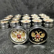 На память: Комплект стальных фишек для нард «Герб России» — фотография 5