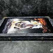 Нарды под стеклом «Лошади» в подарок — фотография 8