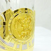 Златоустовский латунный подстаканник «Гербовый» — оригинальный подарок — фотография 2