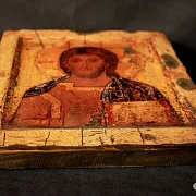 Икона "Христос Вседержитель" дерево, ручная работа — красивый подарок — фотография 3