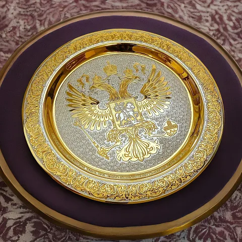 Тарелка "Герб РФ" Большая. Златоуст — красивый подарок