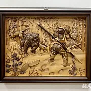 Резная картина «Охотник» 60×46 см — оригинальный подарок — фотография 1