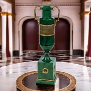 Подарочная ваза «Амфора» из малахита и яшмы — фотография 1
