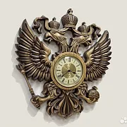 Подарочные часы с гербом РФ, резные из массива ясеня — фотография 5