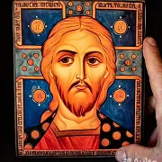 Икона "Христос Вседержитель". Авторская техника — оригинальный подарок — фотография 1