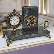 Ручная работа: Часы «Элина» с орлом УИС и подставкой — фотография 1