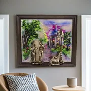 Картина «Вечерняя прогулка. Арфа» на ониксе с подсветкой — необычный подарок — фотография 1