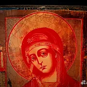 Икона Божией матери "Огневидная" дерево, ручная ра — необычный подарок — фотография 4