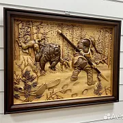 Резная картина «Охотник» 60×46 см — оригинальный подарок — фотография 2