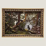 Резное панно «Мишки в лесу» 49×70 см — оригинальный подарок — фотография 1